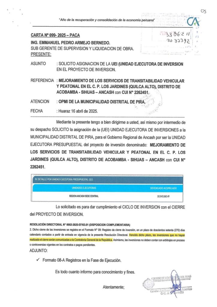 Alcalde de Pira preocupado por priorizar obras en otros distritos de Ancash