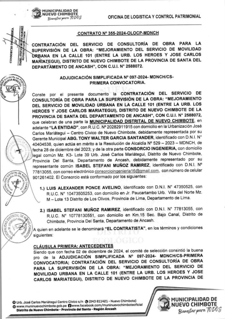 Mejoramiento del servicio de movilidad urbana, Calle 101, Urb. Los Héroes con CUI 2588072