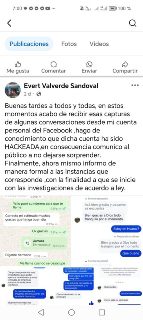 Alcalde de Pira denuncia hackeo de su cuenta en las redes sociales