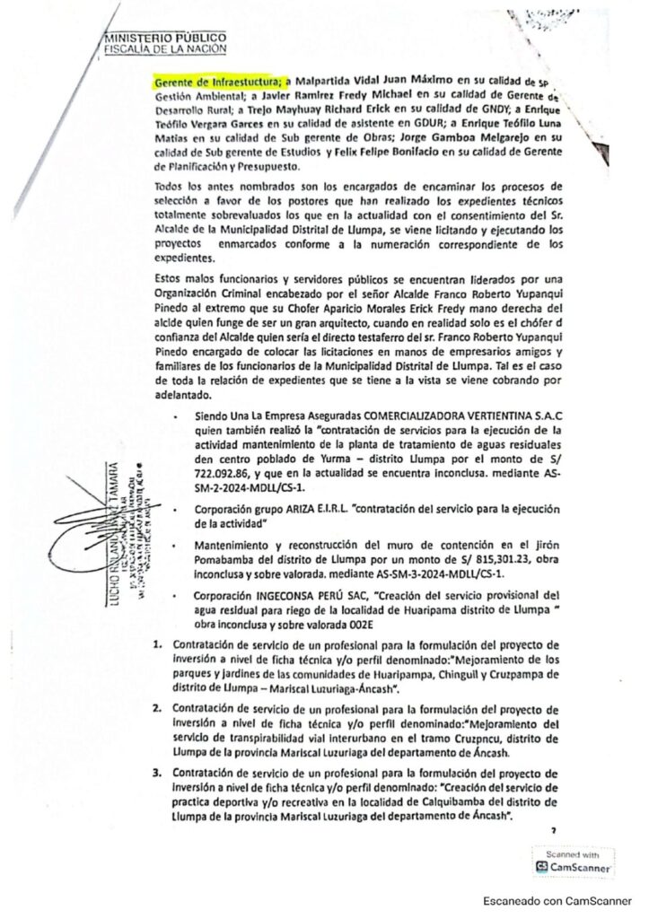 Denuncia contra alcalde Llumpa