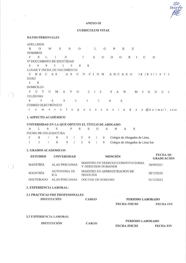 CV Félix Romero López