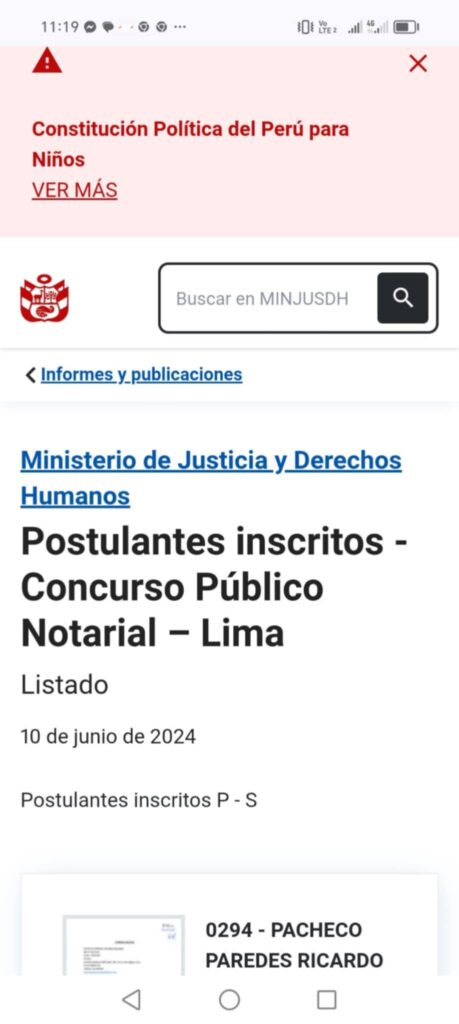 Félix Romero López, no habría aprobado el concurso público de méritos para el puesto de notario de Lima.