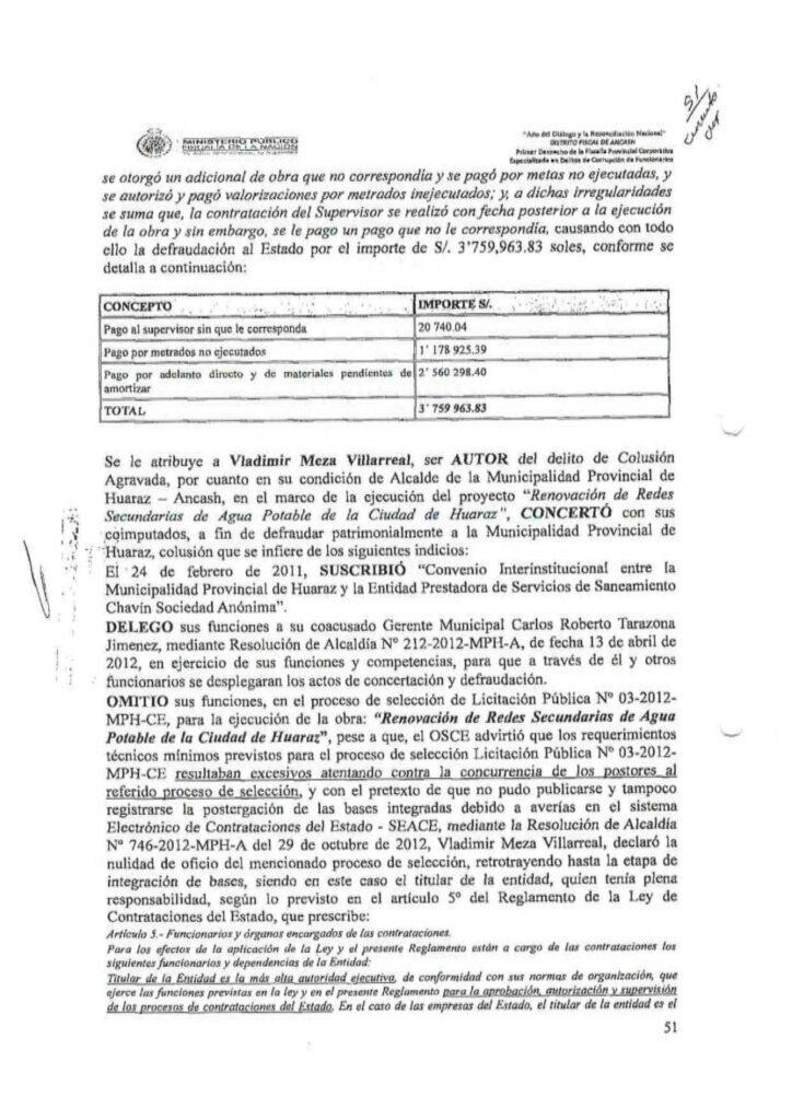 Félix Marco Rodríguez Rosales requerimiento acusatorio contra Vladimir Meza