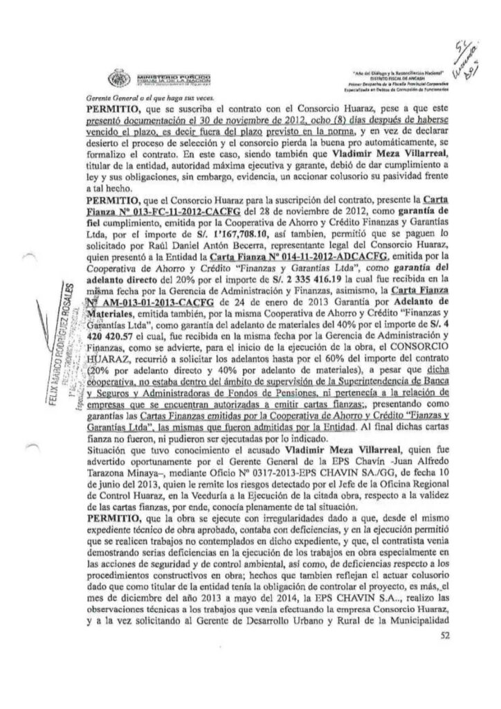 Félix Marco Rodríguez Rosales requerimiento acusatorio contra Vladimir Meza