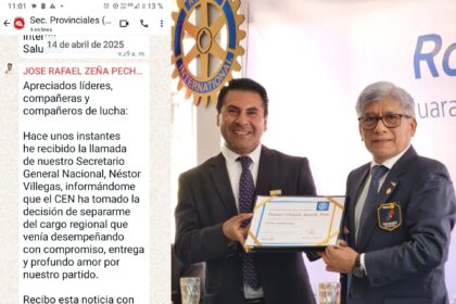 Dirigencia nacional de partido Ahora Nación removió a secretario regional Ancash Rafael Zeña
