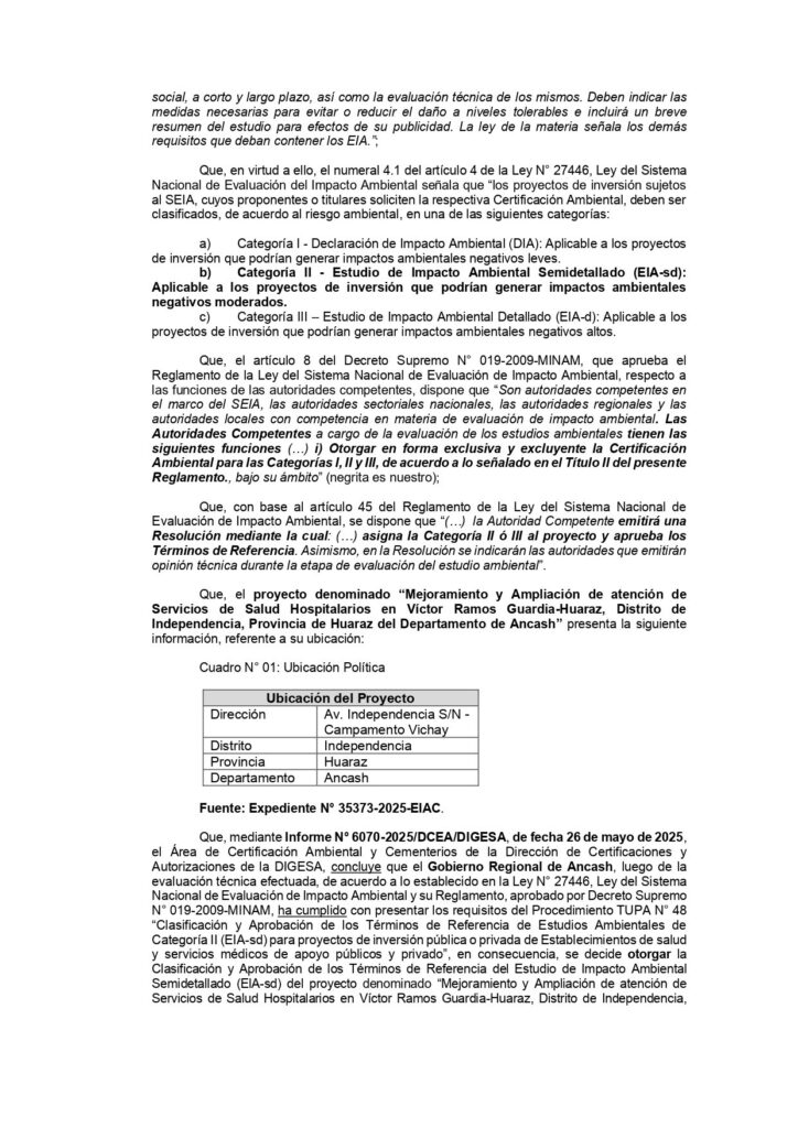 Resolución Directoral Nº 3803-2025/DCEA/DIGESA/SA