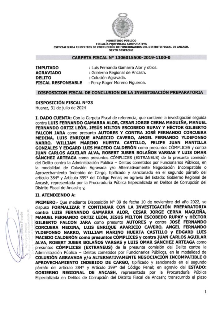 carpeta fiscal imputado Luis Gamarra Alor
