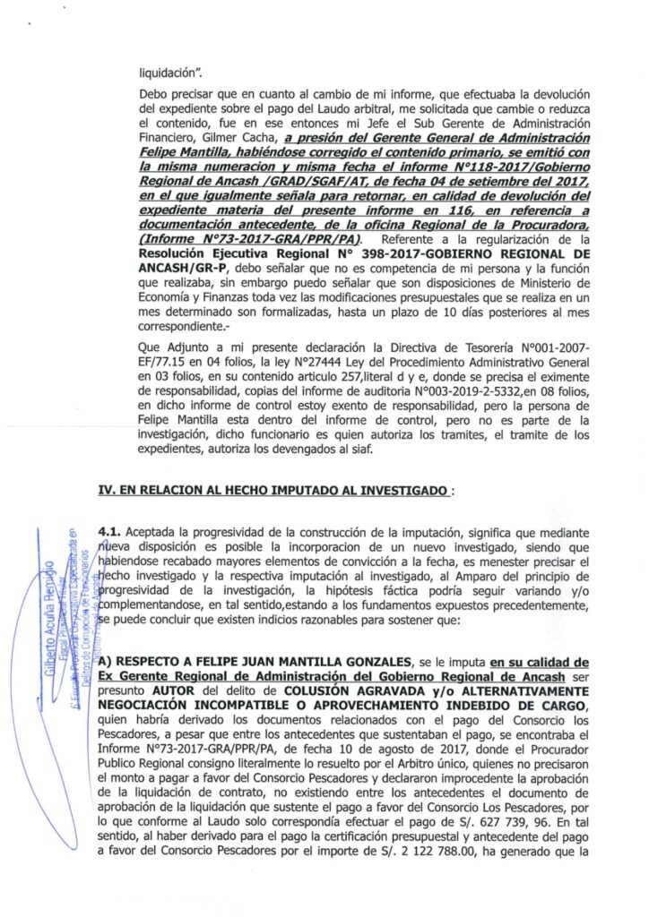 carpeta fiscal imputado Luis Gamarra Alor