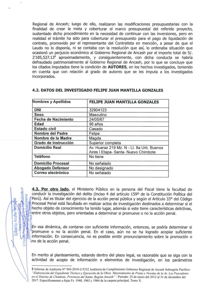 carpeta fiscal imputado Luis Gamarra Alor