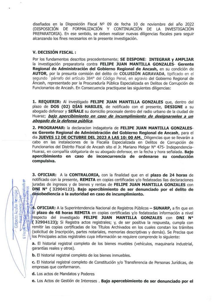 carpeta fiscal imputado Luis Gamarra Alor