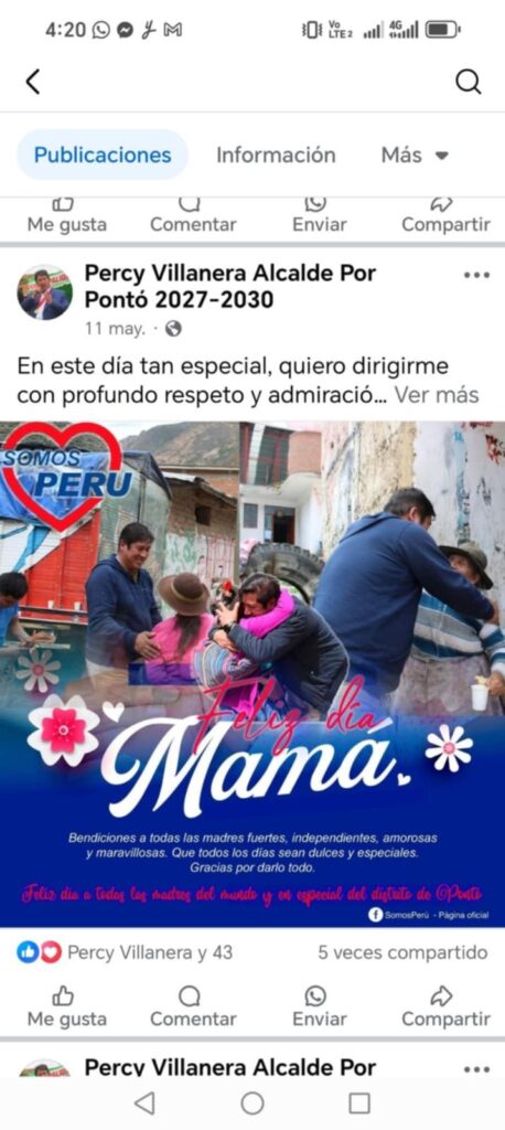 Percy Villanera en evidente carrera proselitista