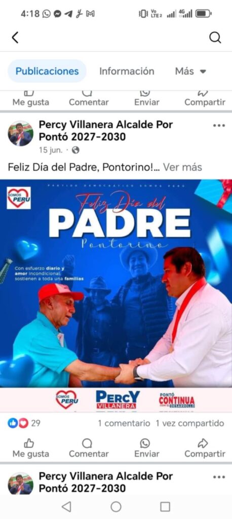 Percy Villanera en evidente carrera proselitista