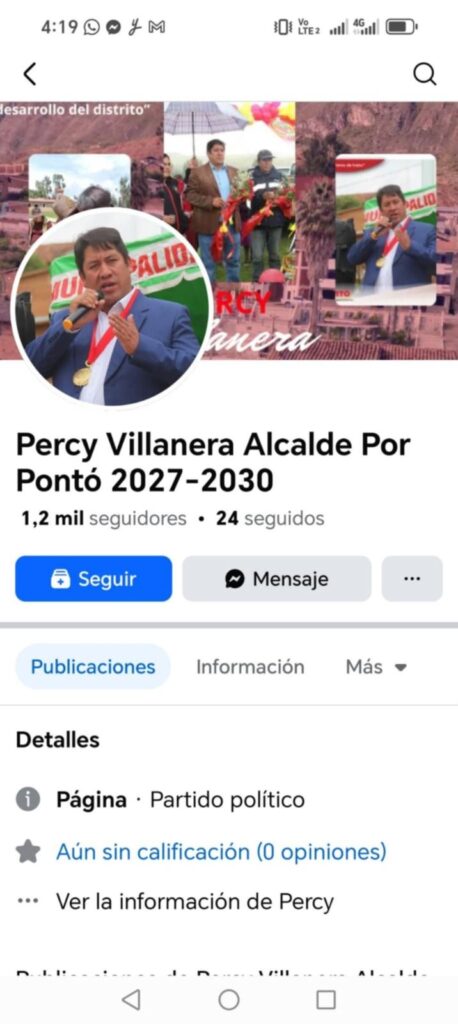 Percy Villanera en evidente carrera proselitista