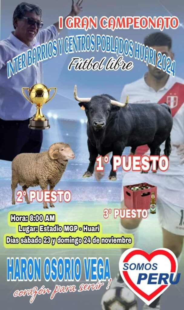 Harón Osorio Vega, candidato a alcaldía provincial de Huari, en evidente campaña millonaria.