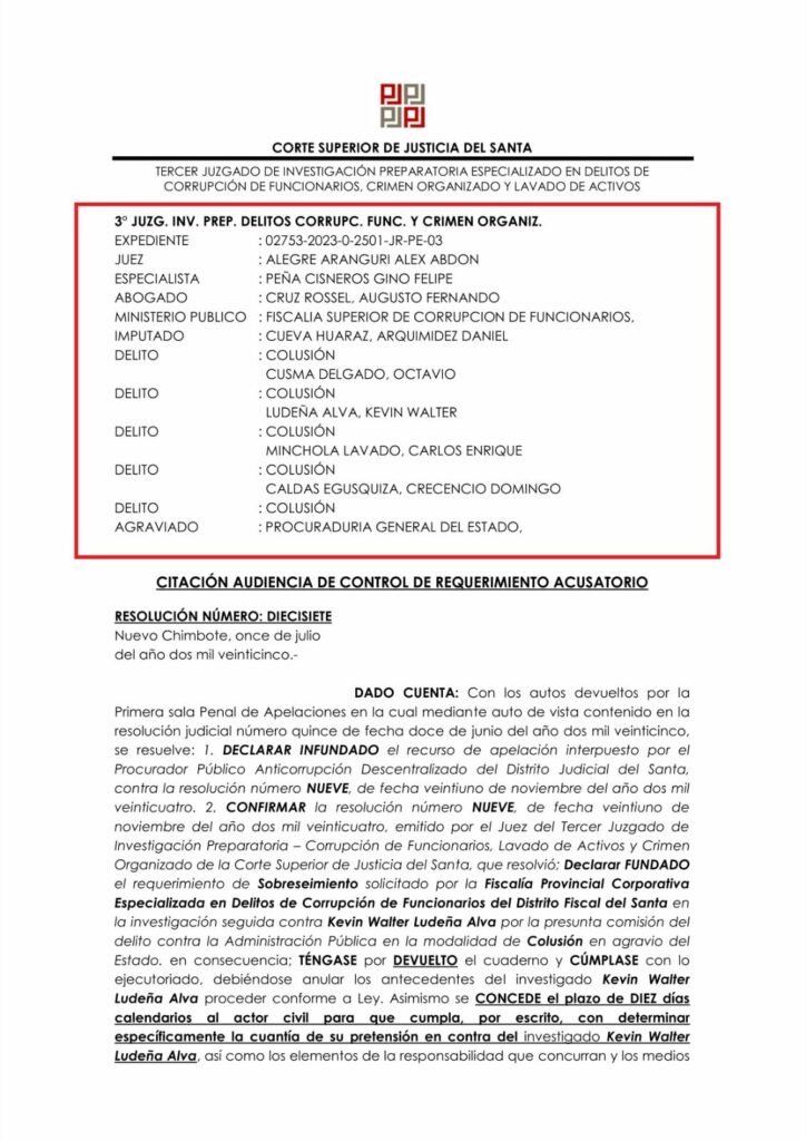 juicio oral caso Socio Caldas