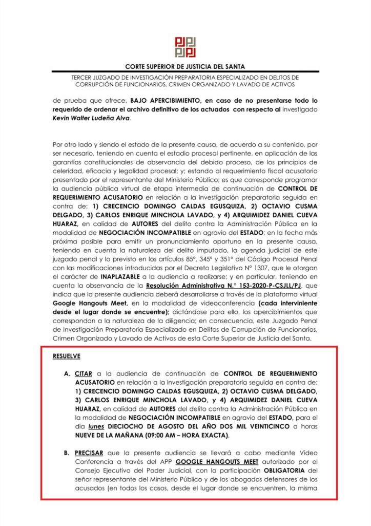 juicio oral caso Socio Caldas