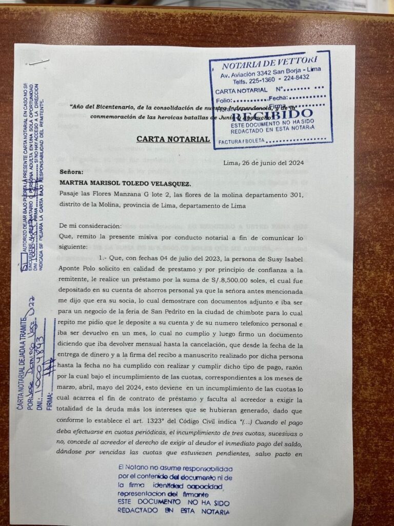 Presuntos testaferros: WhatsApp, bouchers bancarios y documentos de compromiso evidencian que “La China Polo” habría utilizado a terceros para receptar dinero