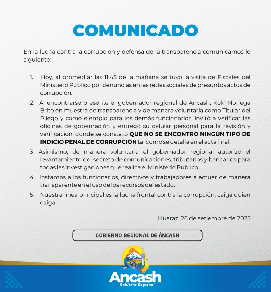 Koki Noriega reafirma su compromiso con la transparencia y lucha contra la corrupción.