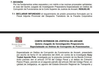 PJ declaró infundado el requerimiento de prisión preventiva contra " La China Polo"