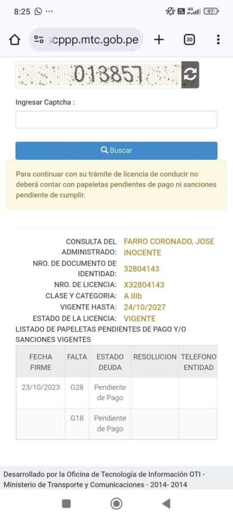 José Farro Coronado, registra dos papeletas vigentes por faltas graves.