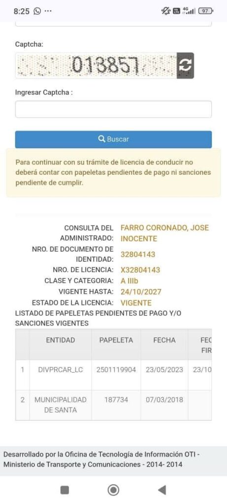 José Farro Coronado, registra dos papeletas vigentes por faltas graves.