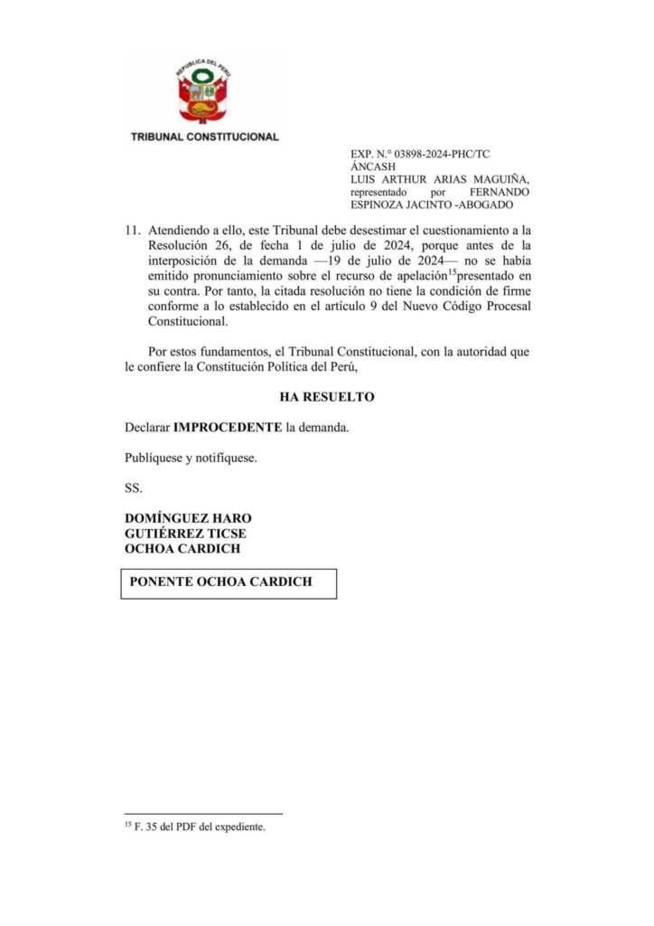 Tribunal Constitucional emite sentencia lapidaria en caso “Los Elegantes de Áncash”