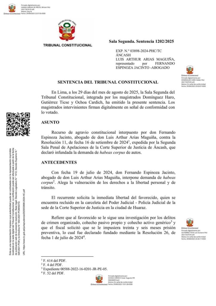 Tribunal Constitucional emite sentencia lapidaria en caso “Los Elegantes de Áncash”