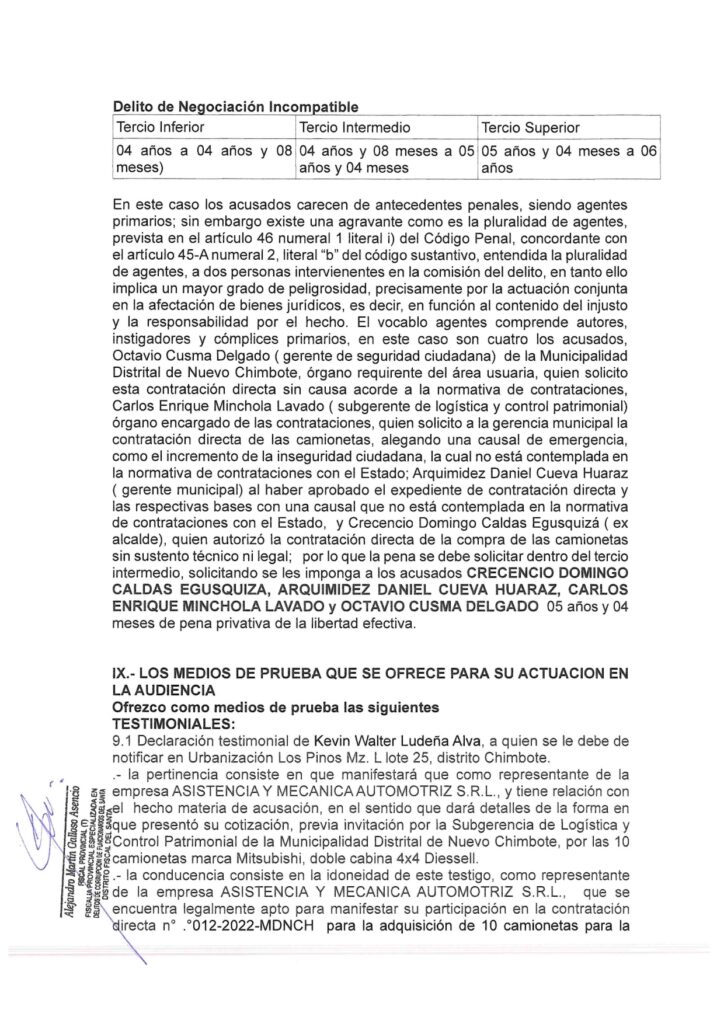 MP subsana omisiones y solicita 5 años y 4 meses de cárcel efectiva contra precandidato a municipio provincial del Santa por Somos Perú
