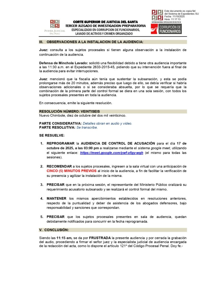 MP subsana omisiones y solicita 5 años y 4 meses de cárcel efectiva contra precandidato a municipio provincial del Santa por Somos Perú