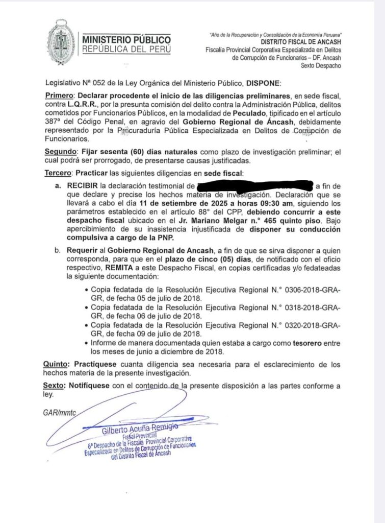 Fiscalía investiga a alcalde de Chimbote por presunto peculado y podrían pedir su prisión preventiva