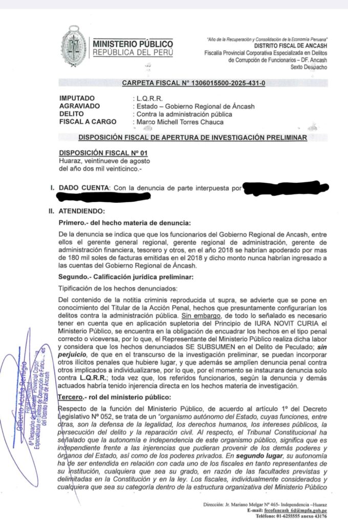 Carpeta Fiscal N° 1306015500-2025-431-0