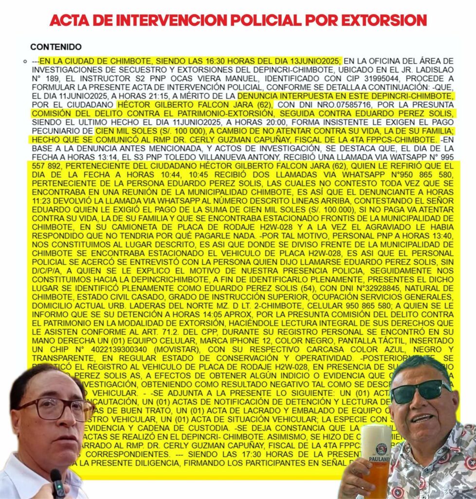 Eduardo Pérez Solís denuncia extorsión acta policisl