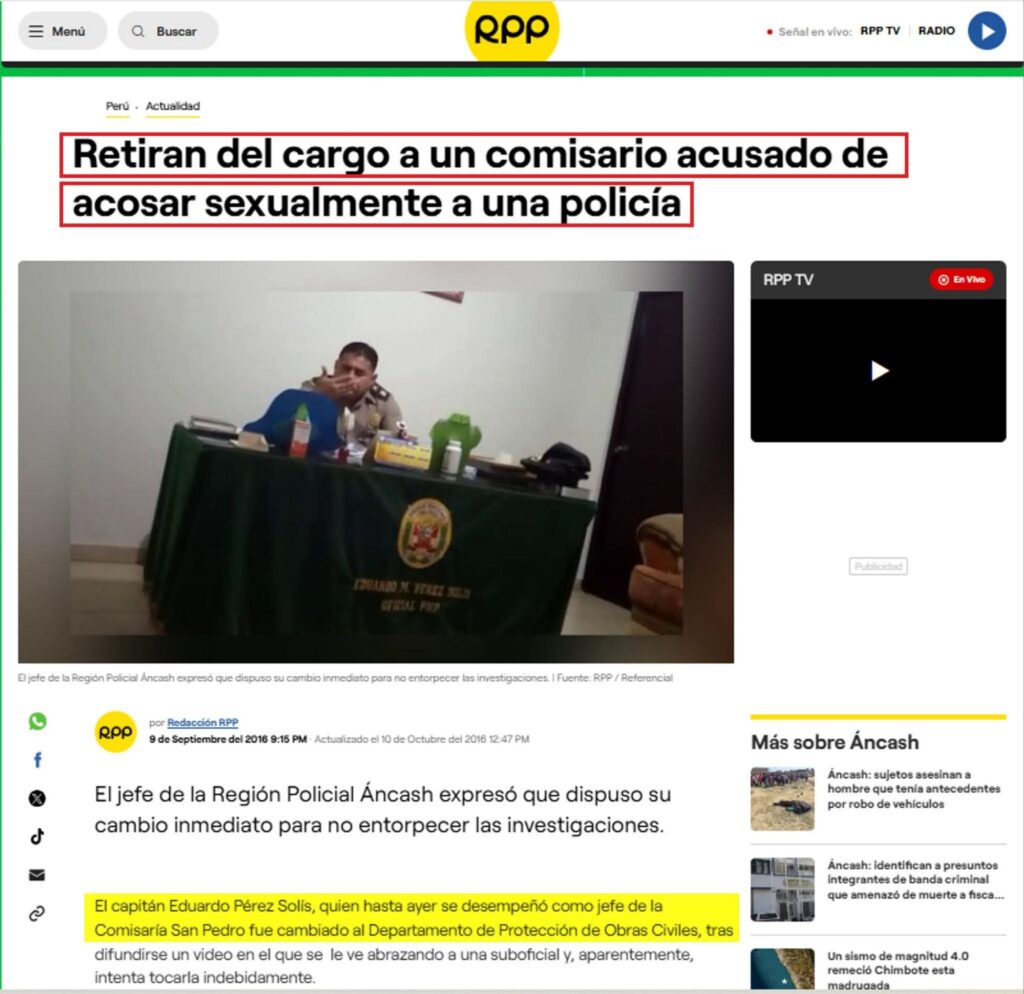 Eduardo Pérez Solís retirado cómo comisario
