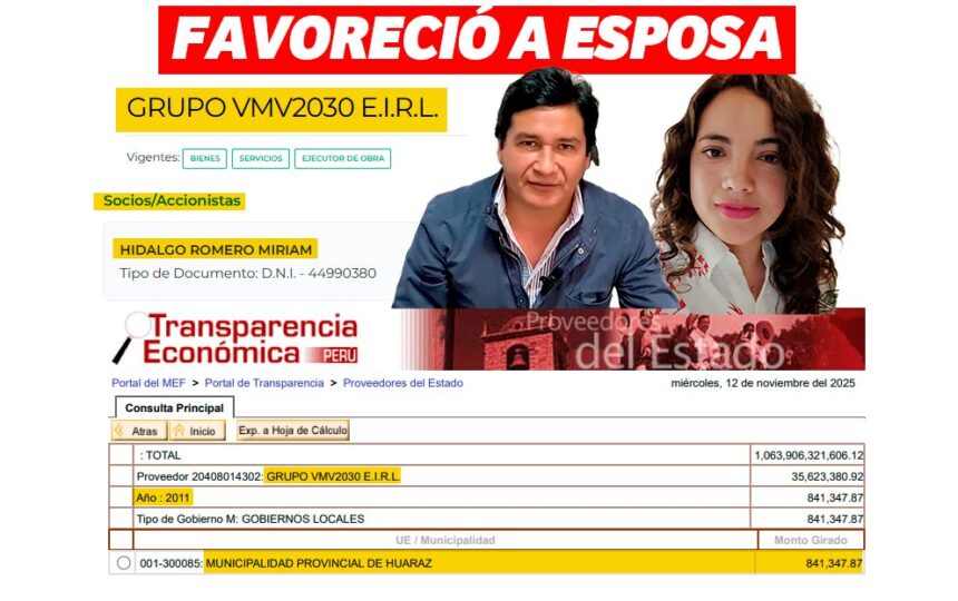 esposa de Vladimir Meza ganó contratos cuando éste era alcalde de Huaraz