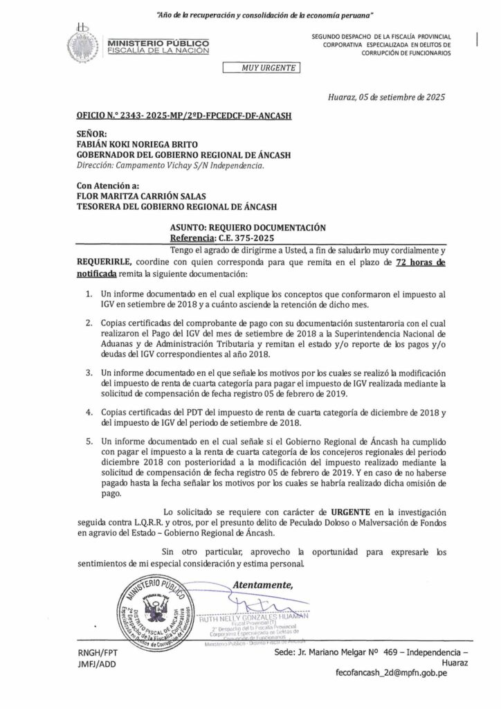 Oficio 2343-2025-MP/2ºD-FPCEDCF-DF-ANCASH