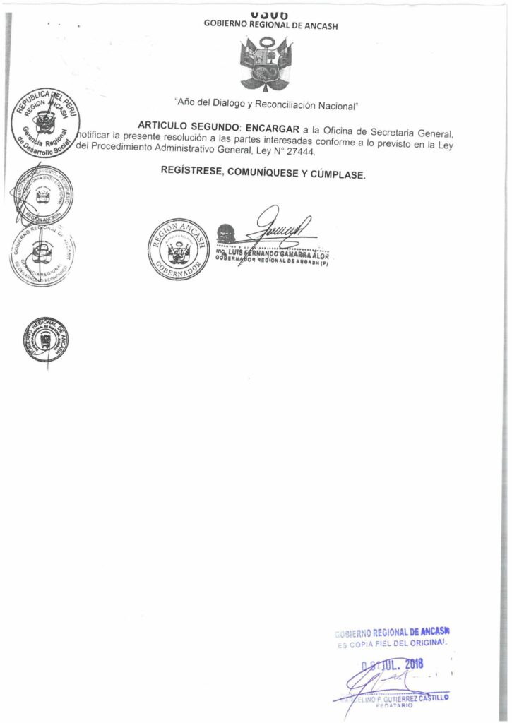 Resolución Ejecutiva Regional N° 0306-2018-GRA-G