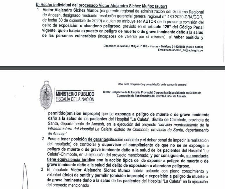 Víctor Sichez Muñoz, el exfuncionario que dejó paralizado el Hospital “La Caleta” en plena pandemia, busca una curul mientras la Fiscalía ordenaría su captura si no declara hoy.