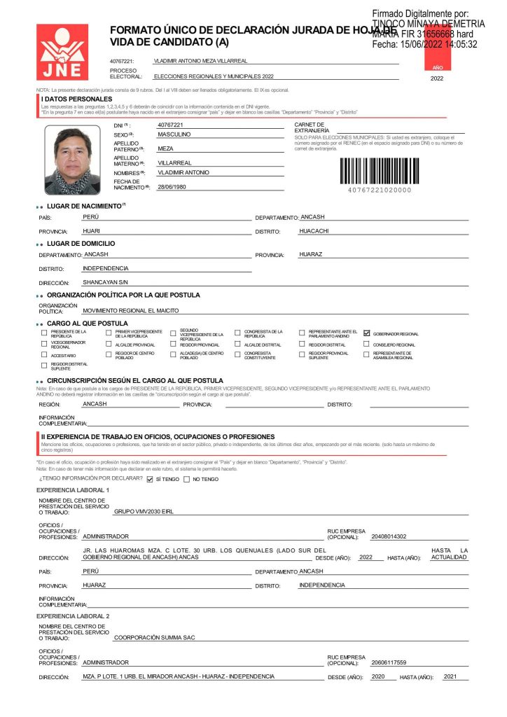 Vladimir Antonio Meza Villareal Fundador y precandidato al Senado por País Para Todos registra 2 sentencias por alimentos