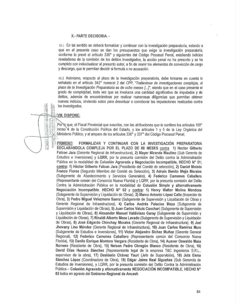 Fiscalía formaliza investigación contra Victor Sichez