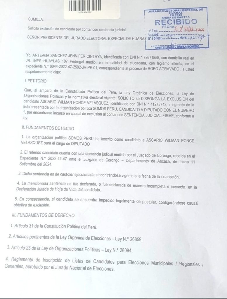 Responsable del requerimiento de exclusión de Willy Ponce registra investigaciones por lesiones culposas y violencia familiar